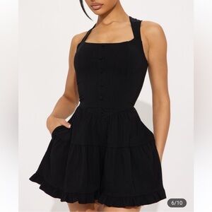 #382 black tiered ruffle romper